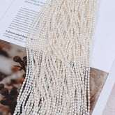 3-4mm White High Luster Natural Freshwater Baroque Rice Pearl Beads Strand (13.5") for DIY Jewelry Making