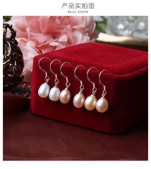 Classic 7-8mm Oval Freshwater Pearl Dangle Earrings - Hypoallergenic S925 Silver