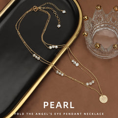 Dainty Layered Freshwater Pearl Necklace Set - 18K Gold Plated & Natural Freshwater Pearls (2-in-1)