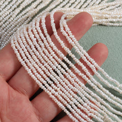 1.8-2mm White High Luster Natural Freshwater Baroque Micro Seed Pearl Strand (15") for DIY Jewelry Making