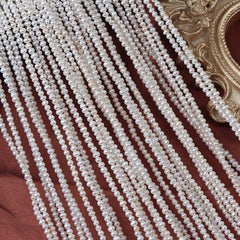 2-2.5mm White High Luster Natural Freshwater Baroque Pearl Beads Strand (13.7") for DIY Jewelry Making
