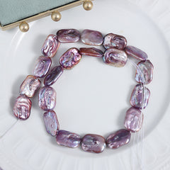 15mm Purple High Luster Natural Freshwater Baroque Square Pearl Beads Strand (15") for DIY Jewelry Making