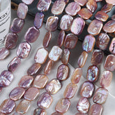 15mm Purple High Luster Natural Freshwater Baroque Square Pearl Beads Strand (15") for DIY Jewelry Making