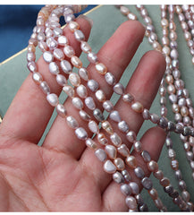 4mm Candy Color High Luster Natural Freshwater Baroque Pearl Beads Strand (14.5") for DIY Jewelry Making