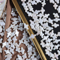 15-16mm White High Luster Natural Freshwater Baroque Cross Pearls Loose Beads (5 Pcs) for DIY Jewelry Making