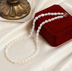 freshwater rice pearl necklace