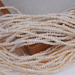 3mm White High Luster Natural Freshwater Baroque Pearl Beads Strand (7") for DIY Jewelry Making