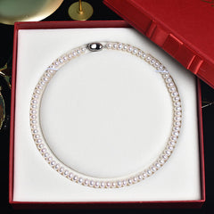Natural Freshwater Pearl Necklace 8-9mm White S925 for Women