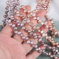 6-7mm Candy Color High Luster Natural Freshwater Baroque Pearls, Top-Drilled Beads Strand (13.7") for DIY Jewelry Making