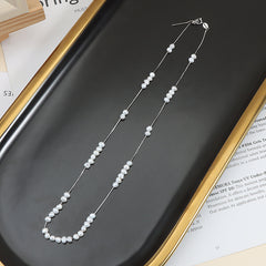 Starry Sky Pearl Necklace, 925 Sterling Silver Clavicle Chain, Baroque Necklace