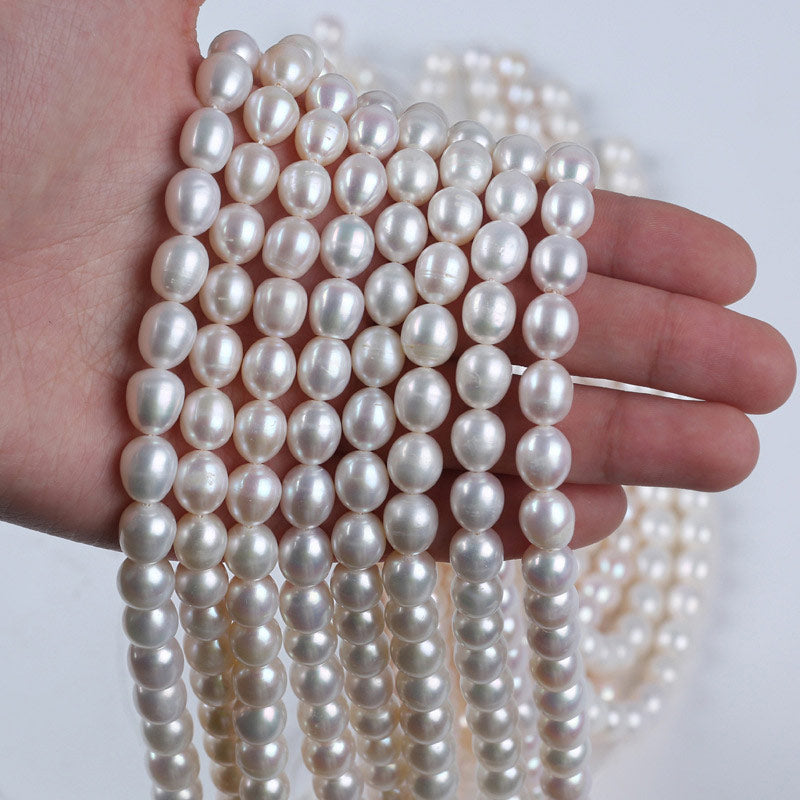 9-10mm Freshwater Real Pearl White Pearl for Jewelry Making Rice Shape Pearl Secondary image