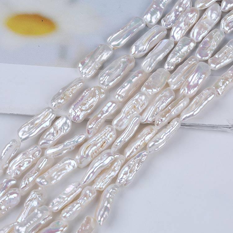 9x18mm White High Luster Natural Freshwater Biwa Baroque Pearl Beads Strand (14") for DIY Jewelry Making Secondary image