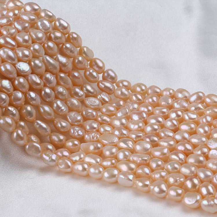 8-9mm High Luster Natural Freshwater Baroque Pearl Beads Strand (14") for DIY Jewelry Making Secondary image