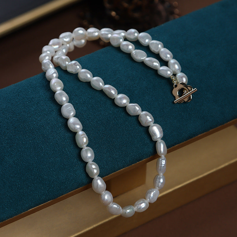 Genuine 6-7mm Baroque Freshwater Pearl Necklace, Unique Organic Shape Real Pearl Jewelry for Women Secondary image