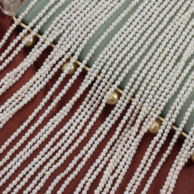 2-2.5mm White High Luster Natural Freshwater Near Round Seed Pearl Beads Strand (15") for DIY Jewelry Making Main image