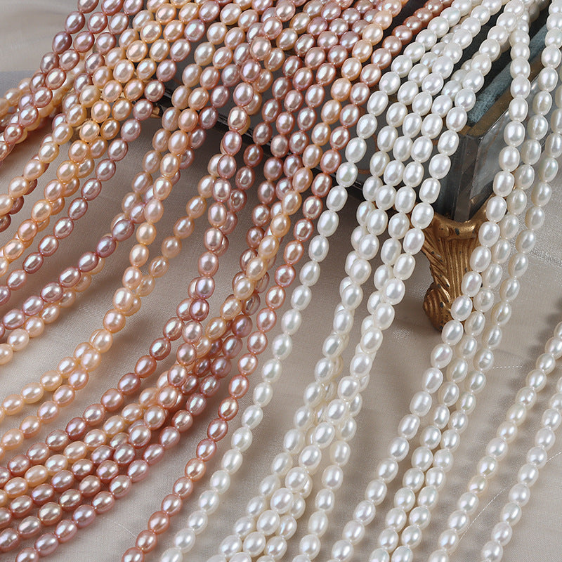 4.5-5mm High Luster Freshwater Rice Seed Pearls – 15" Strand for DIY Jewelry Making