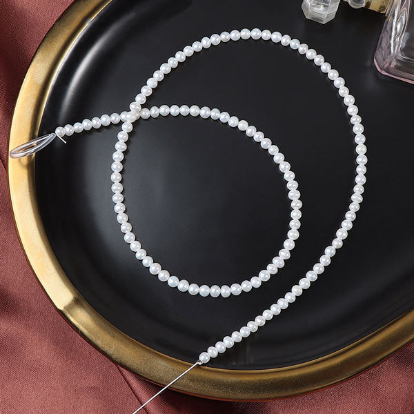 3-3.5mm White High Luster Natural Freshwater Near Round Pearl Beads Strand (15") for DIY Jewelry Making Secondary image