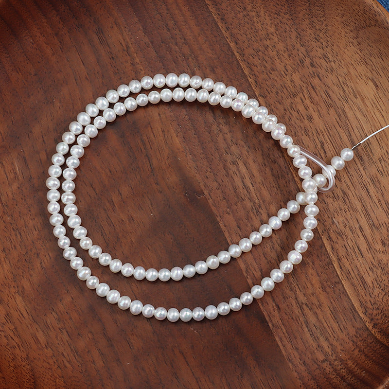 3-4mm White High Luster Natural Freshwater Near Round Pearls Beads Strand (15") for DIY Jewelry Making Main image