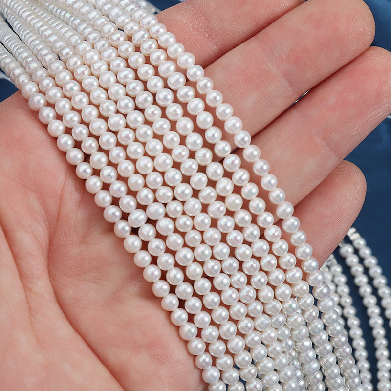 Lustrous 3-4mm Natural Freshwater Seed Pearls | 15" Strand for Dainty Jewelry Making | Artisan DIY Supplies for Chokers & Bracelets