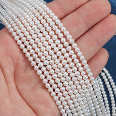 Lustrous 3-4mm Natural Freshwater Seed Pearls | 15" Strand for Dainty Jewelry Making | Artisan DIY Supplies for Chokers & Bracelets