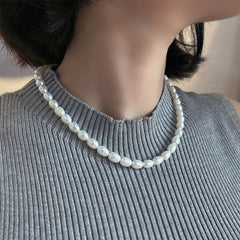 Lustrous White Rice Pearl Necklace – Timeless Elegance 7mm