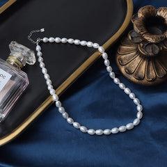Lustrous White Rice Pearl Necklace – Timeless Elegance 7mm