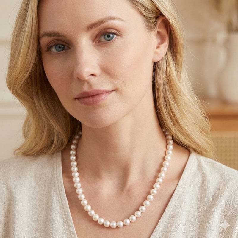 Natural Freshwater Baroque Pearls Necklace 6-7mm White S925 for Women