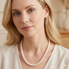 Natural Freshwater Baroque Pearls Necklace 6-7mm White S925 for Women