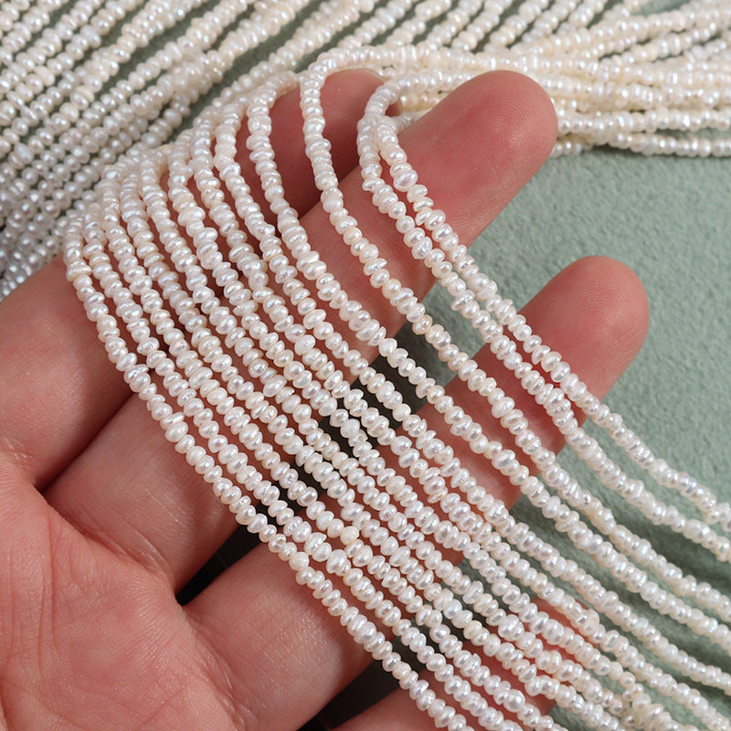 1.8-2mm White High Luster Natural Freshwater Baroque Micro Seed Pearl Strand (15") for DIY Jewelry Making Main image