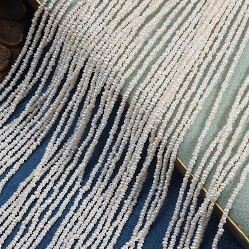 1.8-2mm White High Luster Natural Freshwater Baroque Micro Seed Pearl Strand (15") for DIY Jewelry Making Secondary image