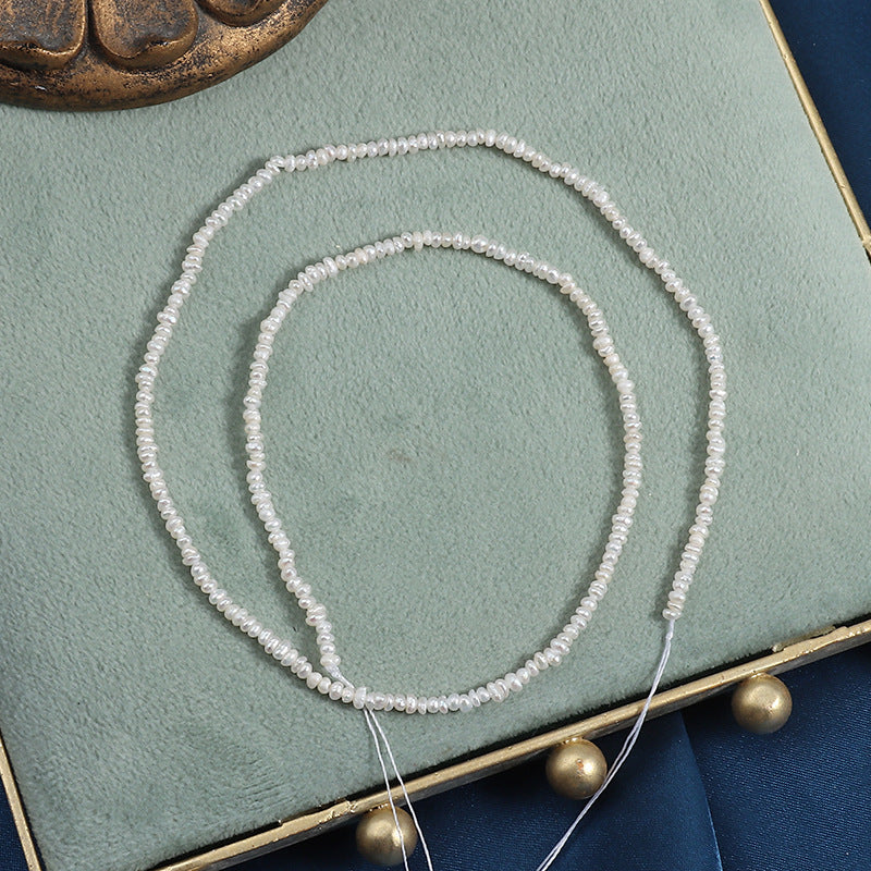 1.8-2mm White High Luster Natural Freshwater Baroque Micro Seed Pearl Strand (15") for DIY Jewelry Making
