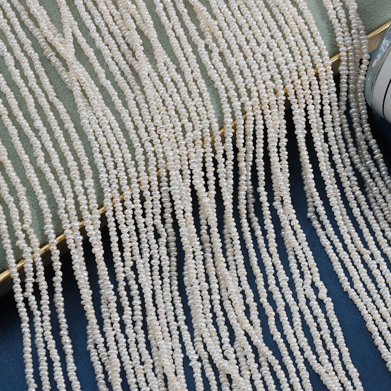 1.8-2mm White High Luster Natural Freshwater Baroque Micro Seed Pearl Strand (15") for DIY Jewelry Making