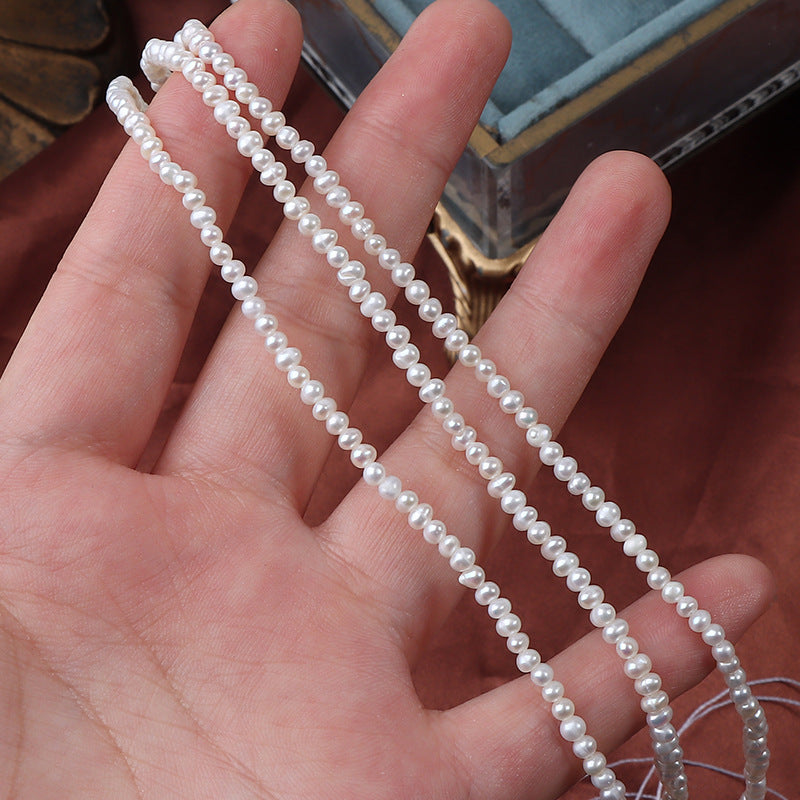 2-2.5mm White High Luster Natural Freshwater Baroque Pearl Beads Strand (13.7") for DIY Jewelry Making Main image