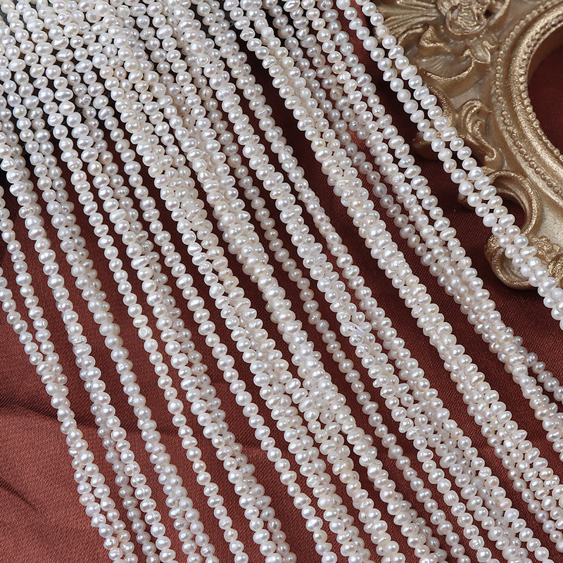 2-2.5mm White High Luster Natural Freshwater Baroque Pearl Beads Strand (13.7") for DIY Jewelry Making