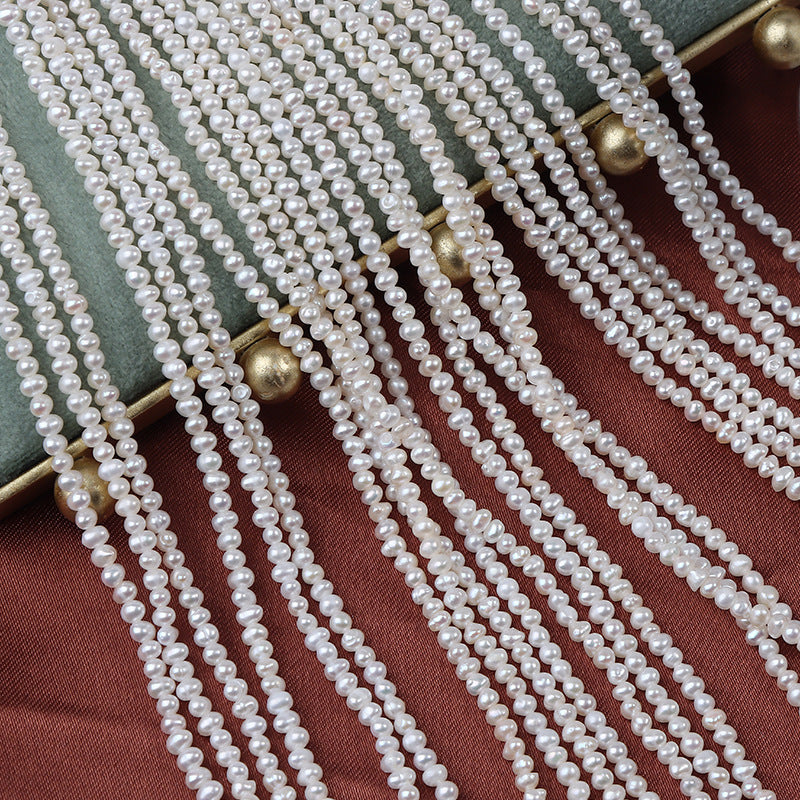 2-2.5mm White High Luster Natural Freshwater Baroque Pearl Beads Strand (13.7") for DIY Jewelry Making