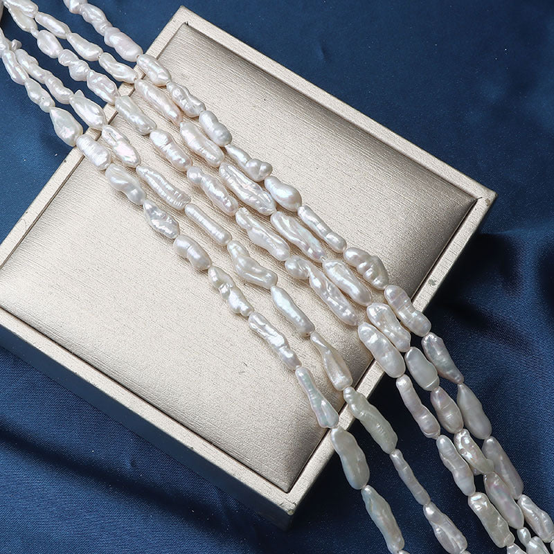 15mm White High Luster Natural Freshwater Baroque Biwa Pearl Beads Strand (14.5") for DIY Jewelry Making Secondary image