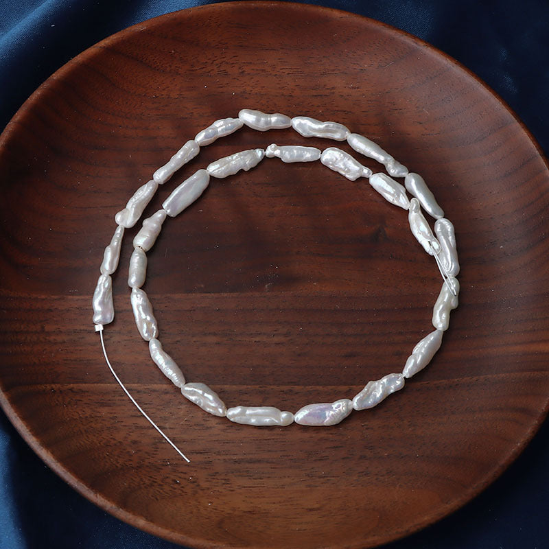 15mm White High Luster Natural Freshwater Baroque Biwa Pearl Beads Strand (14.5") for DIY Jewelry Making