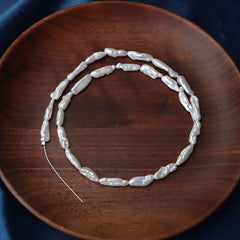 15mm White High Luster Natural Freshwater Baroque Biwa Pearl Beads Strand (14.5") for DIY Jewelry Making
