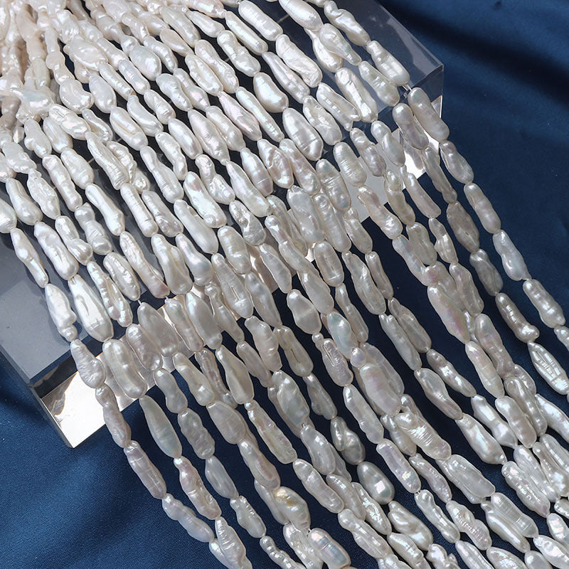 15mm White High Luster Natural Freshwater Baroque Biwa Pearl Beads Strand (14.5") for DIY Jewelry Making