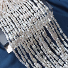 15mm White High Luster Natural Freshwater Baroque Biwa Pearl Beads Strand (14.5") for DIY Jewelry Making