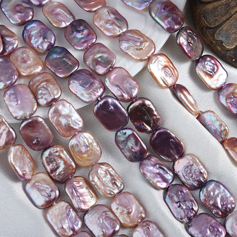 15mm Purple High Luster Natural Freshwater Baroque Square Pearl Beads Strand (15") for DIY Jewelry Making Secondary image