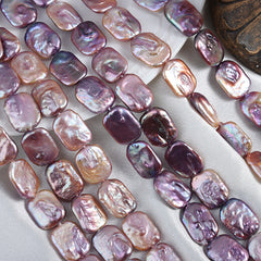 15mm Purple High Luster Natural Freshwater Baroque Square Pearl Beads Strand (15") for DIY Jewelry Making