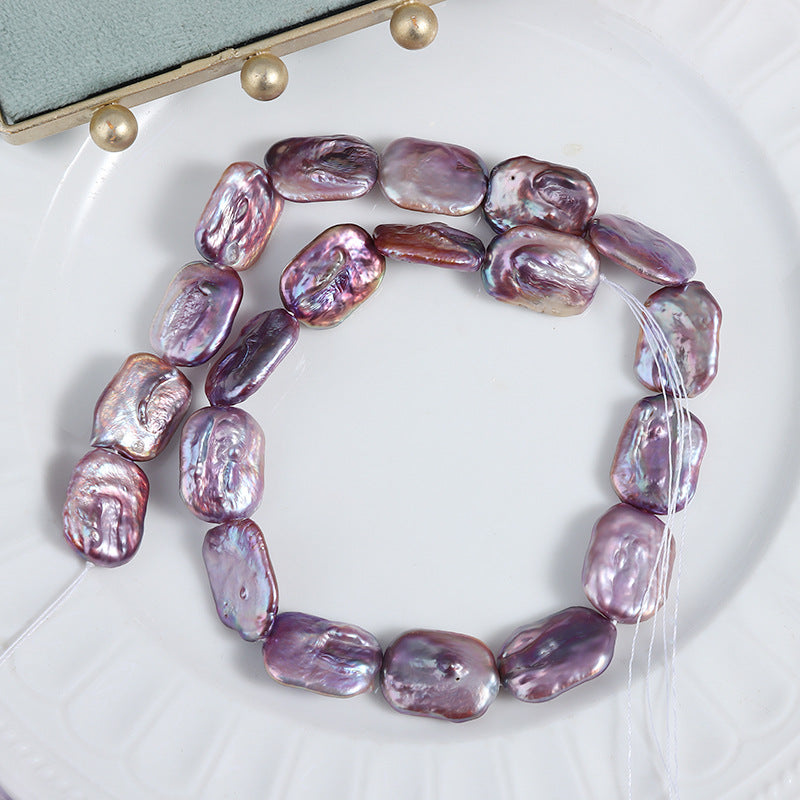 15mm Purple High Luster Natural Freshwater Baroque Square Pearl Beads Strand (15") for DIY Jewelry Making