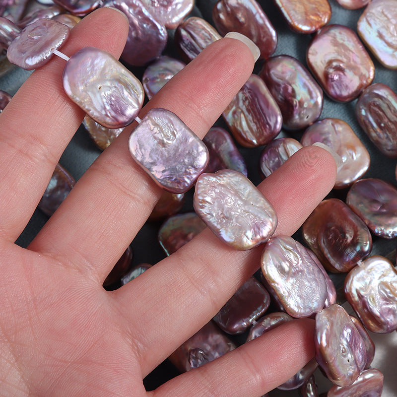 15mm Purple High Luster Natural Freshwater Baroque Square Pearl Beads Strand (15") for DIY Jewelry Making
