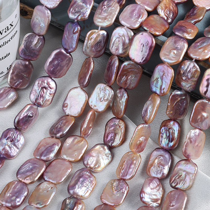 15mm Purple High Luster Natural Freshwater Baroque Square Pearl Beads Strand (15") for DIY Jewelry Making Main image