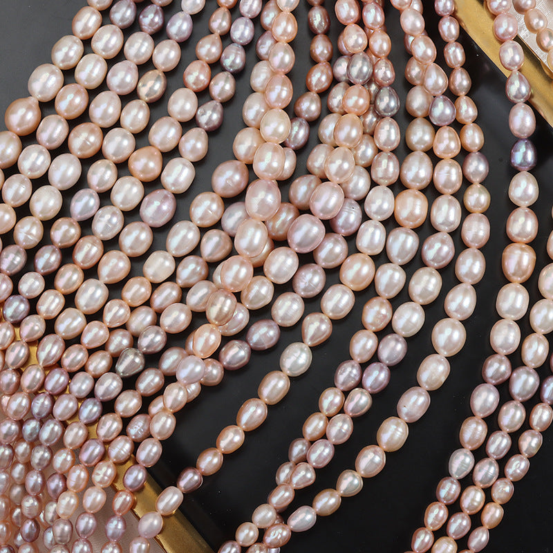 4-5-6-7-8.5mm 100% Real Freshwater Baroque Rice Shape Pearl Candy Color for Jewelry Making High Luster