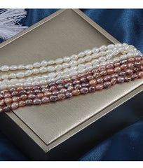 3-4mm High Luster Candy Color Natural Freshwater Baroque Pearl Beads Strand (13.7") for Jewelry Making