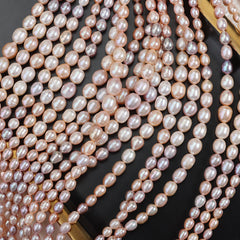 4-5-6-7-8.5mm 100% Real Freshwater Baroque Rice Shape Pearl Candy Color for Jewelry Making High Luster