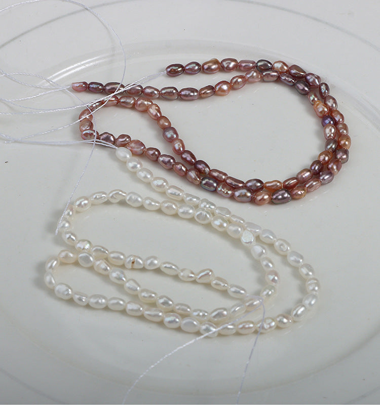 3-4mm High Luster Candy Color Natural Freshwater Baroque Pearl Beads Strand (13.7") for Jewelry Making