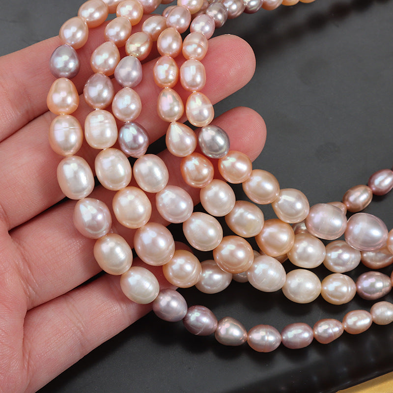 4-5-6-7-8.5mm 100% Real Freshwater Baroque Rice Shape Pearl Candy Color for Jewelry Making High Luster